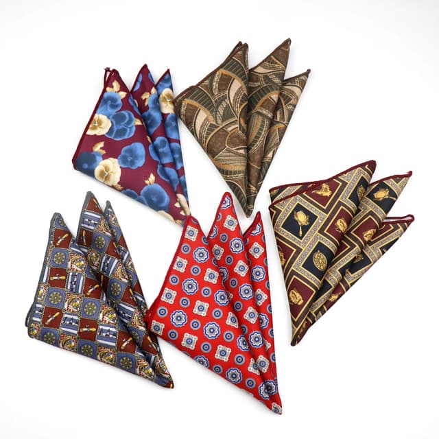 Pañuelo de poliéster con estampado de flores y animales para hombre, pañuelo cuadrado de bolsillo marrón, estilo Retro británico, traje Formal, esmoquin, 27cm