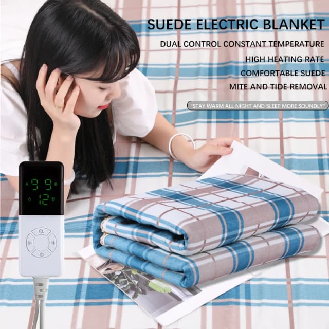 Manta de franela con calefacción eléctrica, termostato automático, calentador de doble cuerpo, colchón de cama, alfombras eléctricas calentadas, almohadilla para UE 220V