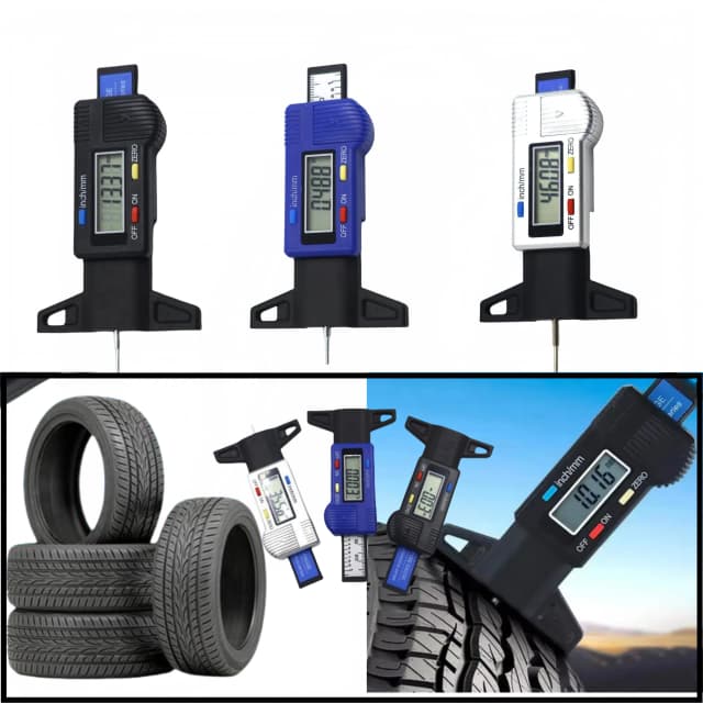 Medidor Digital de profundidad de la banda de rodadura de neumáticos, herramienta de medición de detección de desgaste de neumáticos de coche LCD de 0-25mm, medidor de monitoreo de alta precisión