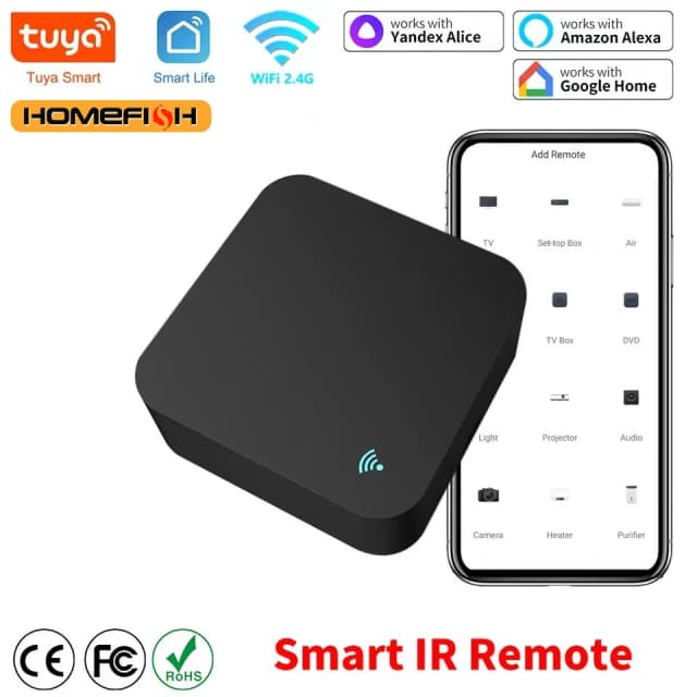 Zigbee-mando a distancia Universal para el hogar, dispositivo con WiFi, infrarrojos, para TV, DVD, funciona con Google Home