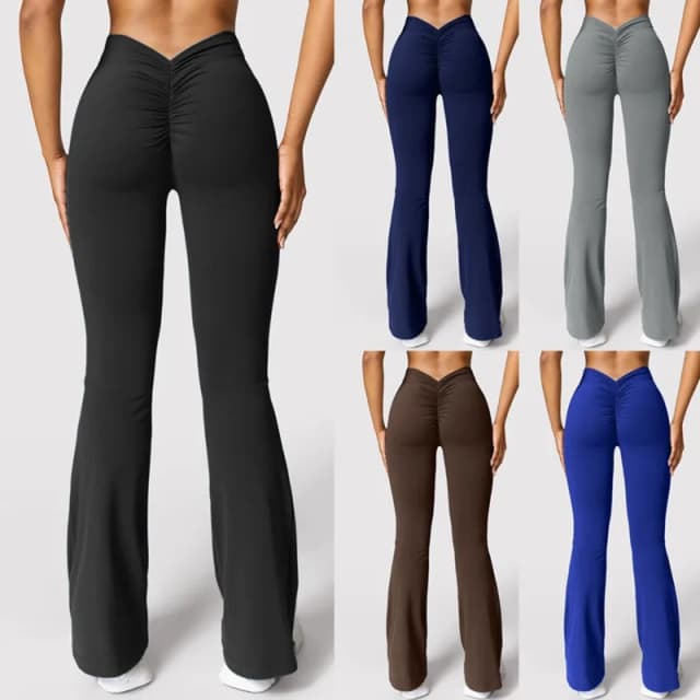 Leggings de Micro cuerno a la moda para mujer, pantalones deportivos con espalda en V, pantalones de gimnasio con realce de cintura alta, mallas informales ajustadas sólidas