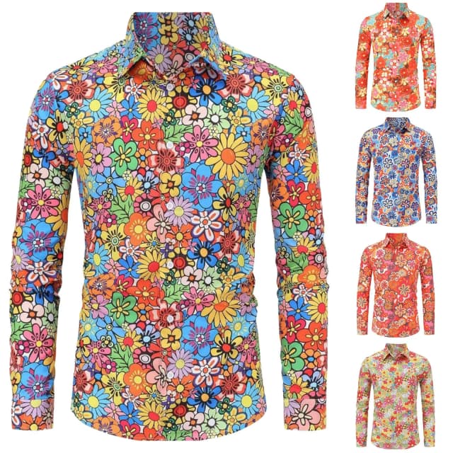 Traje de Hip Hop Vintage de los años 80 para hombre, camisa de manga larga con estampado Vintage, disfraz de fiesta Disco de Carnaval y Halloween, novedad de 2024