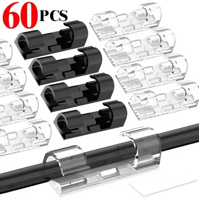 Organizador de Cables, Soporte para Cables, Gestión de Cables Autoadhesivo, Abrazadera Fija para Cables, Enrollador de Cables para Hogar, Oficina y Automóvil