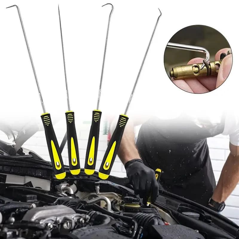 Juego de 4 Uds de recogida y gancho para sello de aceite de coche/junta tórica, extractor de gancho, herramientas de mantenimiento automotriz para limpieza de piedra de neumáticos