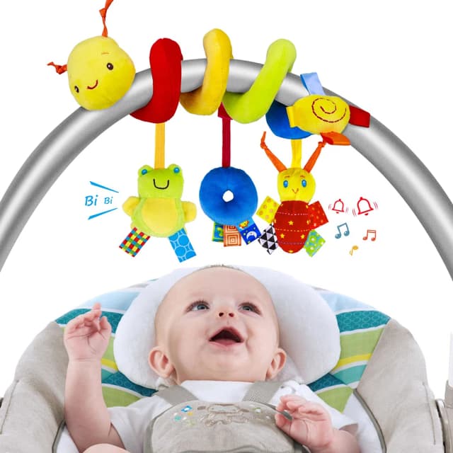 Juguetes De cochecito en espiral para recién nacido, colgante de felpa, sonajero suave para bebé, juguetes sensoriales, cuna móvil, Moisés para bebés, regalos ideales para niños y niñas