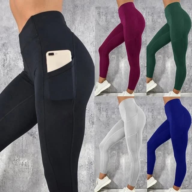 Leggings de Yoga para mujer, mallas de cintura alta con bolsillo, entrenamiento de gimnasio, correr, elásticos, sexys, levantadores de glúteos, pantalones pitillo informales