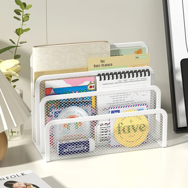 Organizador de correo de escritorio, archivadores pequeños, organizador de letras, malla metálica, documentos/archivadores/carpetas/organizador de papel para escritorio