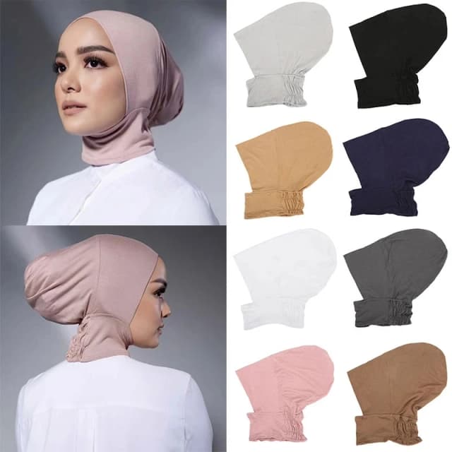 Gorro interior musulmán Hijab para mujer, bufanda interior sólida, Hijab, gorro, turbante, sombrero, hiyabs musulmanes islámicos, listo para usar, cubierta para la cabeza