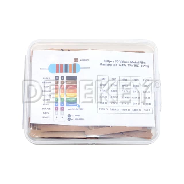 300 Uds 600 Uds 1/4W kit de resistencias de película metálica paquete de resistencias de 30 valores, resistencia de 10 ohm ~ 1M 1% Juego de resistencias