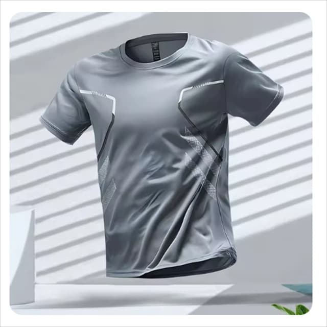 Camiseta deportiva para correr para hombre, camisa de manga corta transpirable de secado rápido con cuello redondo, ropa activa para entrenamiento al aire libre