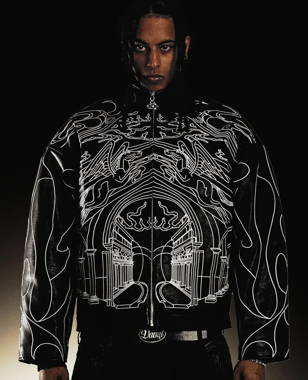 Chaquetas góticas Retro Y2k para hombre, chaqueta de cuero Pu con patrón de letras de línea de Rock de Hip Hop, chaqueta holgada gruesa negra con cremallera, abrigos