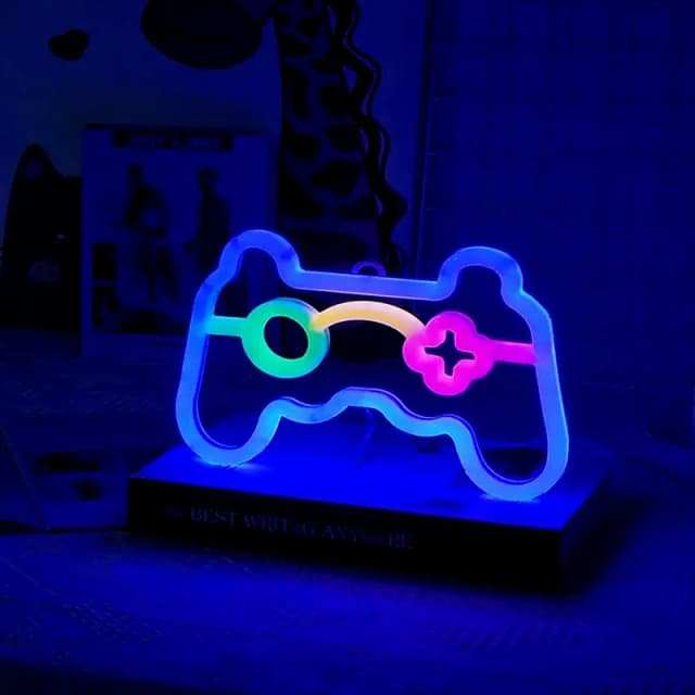 Luces LED de neón con mango de juego USB, luces de pared con logotipo de neón para regalo de vacaciones, juego de fiesta, sala de deportes electrónicos, Camping, decoración del hogar