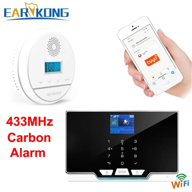 Detector de GAS de monóxido de carbono inalámbrico, sistema de alarma antirrobo para el hogar, Detector de advertencia de envenenamiento por monóxido de carbono CO, 433MHz