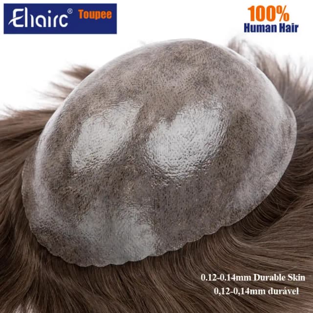 Prótesis capilar para hombres, peluquín de piel de inyección de 0,12-0,14mm, pelucas para hombres, peluca para hombres, prótesis de cabello masculino, sistema de cabello humano 100%